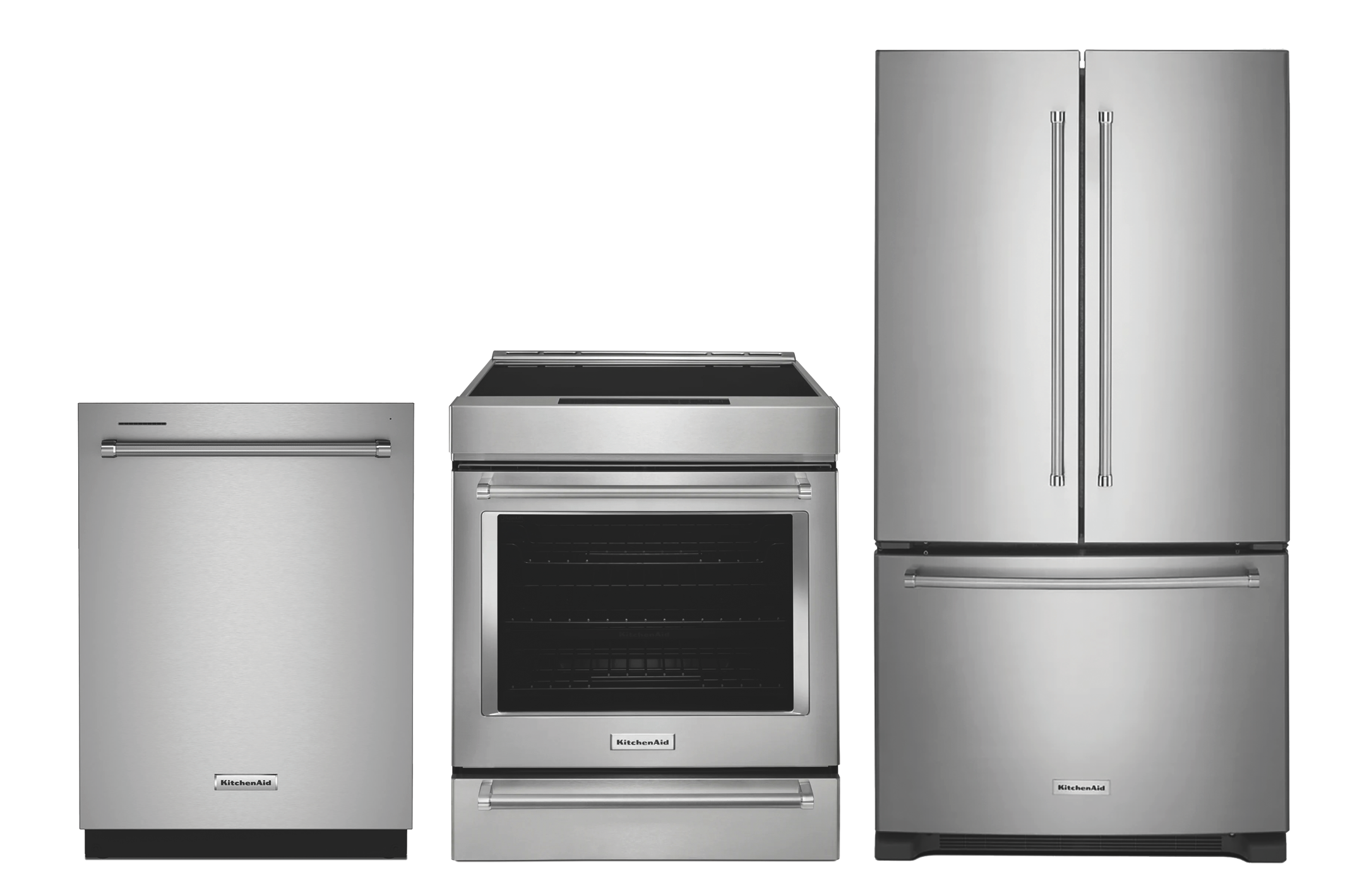 20 cu.ft French Door Refrigerator & 30" Induction Slide-In Convection Range & 44 dBA Dishwasher