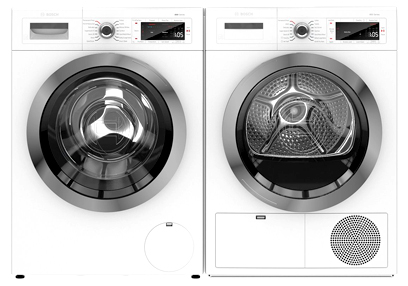 Smart Stackable Washer and Dryer Set in White