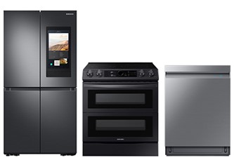 3 Piece Kitchen Appliance Package 30" Smart Electric Range,36" 4-Door Flex Refrigerator and 24" Dish