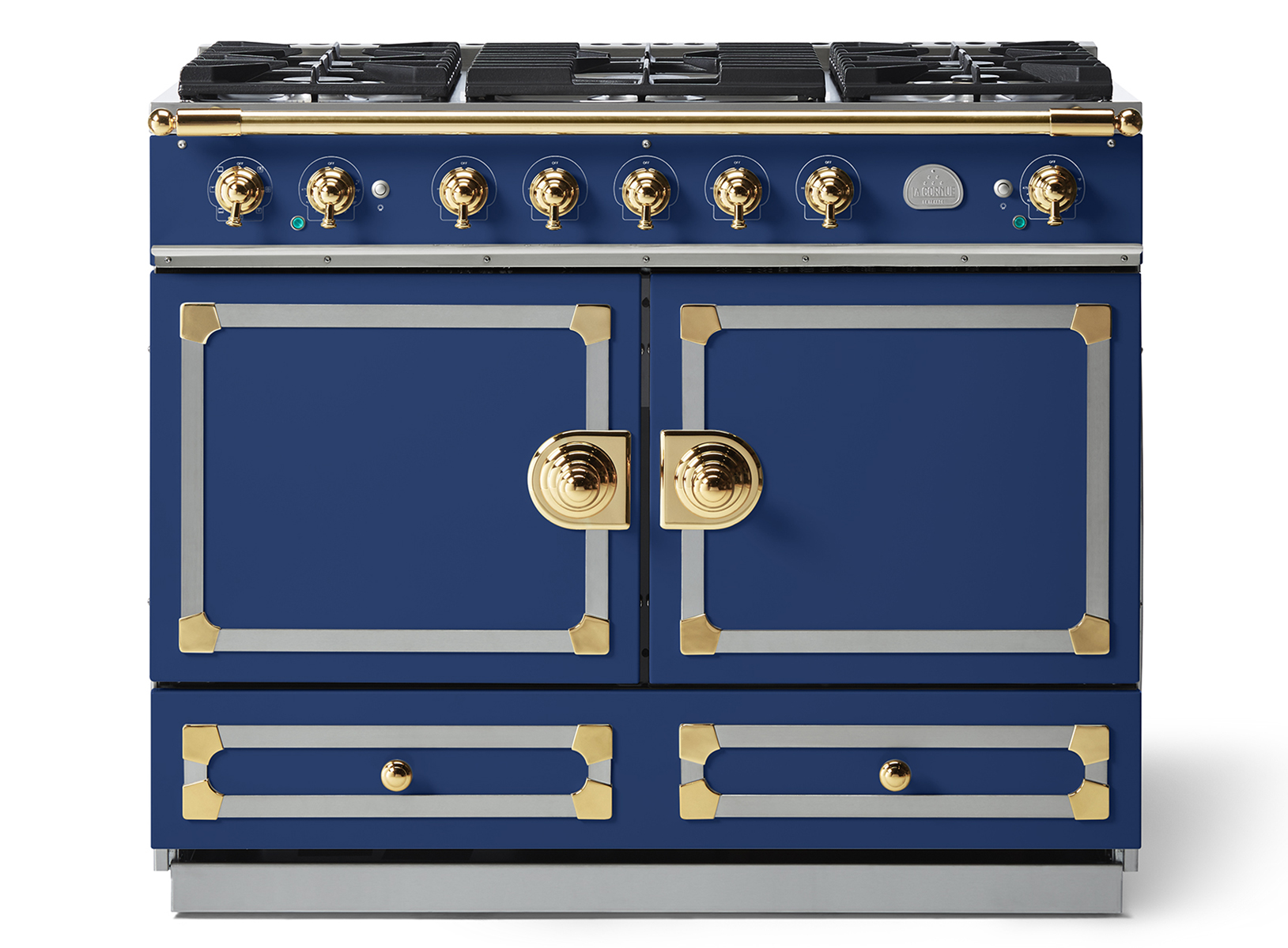 La Cornue Cornufe Series 110 Dual Fuel Range BRASS & RAIL,SS TRIM