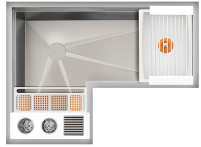 IDEAL CORNER WASHSTATION 3X4C WITH FOUR TOOL WASH