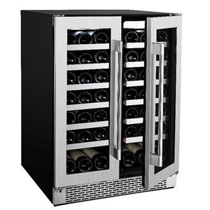 Under Counter Wine Refrigeration, 24" Width, 21 Wine Bottle Capacity, Stainless Steel