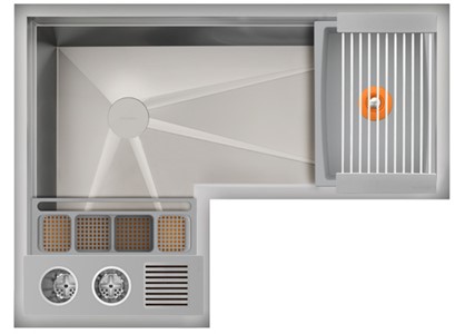 IDEAL CORNER WASHSTATION 3X4C WITH FOUR TOOL WASH