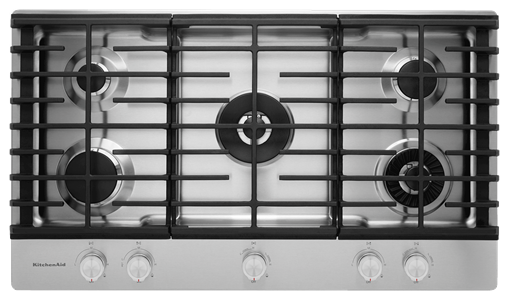 36" 5-Burner Gas Cooktop with Griddle - Stainless Steel