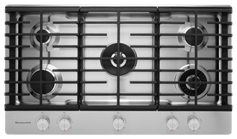 36" 5-Burner Gas Cooktop with Griddle - Stainless Steel