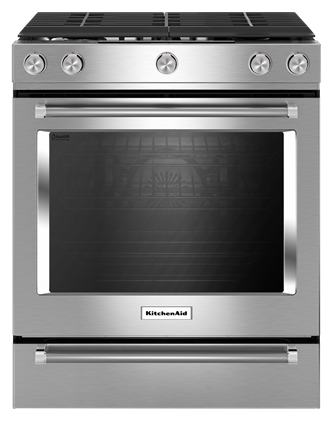 30-Inch 5-Burner Gas Convection Front Control Range - Stainless Steel