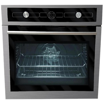 24" built-in stainless steel and black glass multi-function oven