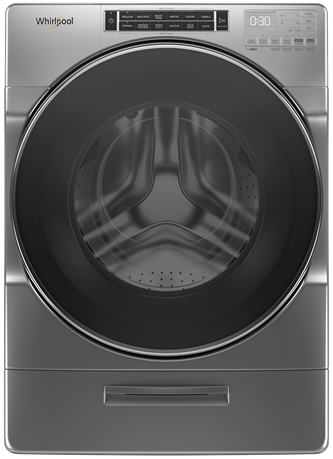 Whirlpool® 5.8 cu. ft. I.E.C. Front Load Washer with Load & Go™ XL Dispenser - Chrome Shadow