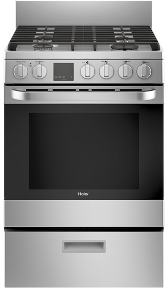 Haier 24 inch 2.9 cu. ft. Free-Standing Gas Convection Range in Stainless Steel