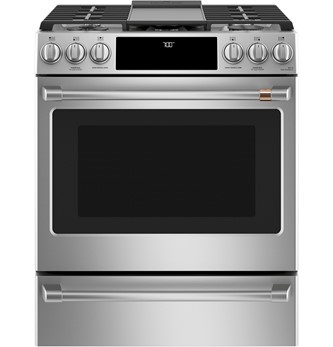 Café 30-Inch Smart Slide-In, Front Control, Gas Range with Convection Oven