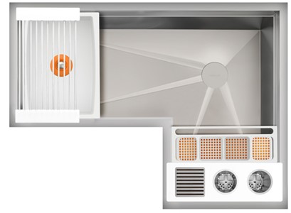 IDEAL CORNER WASHSTATION 4X3C WITH FOUR TOOL WASH