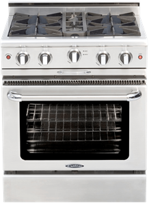 30" Gas Range with 4 Open Burners 25K BTU