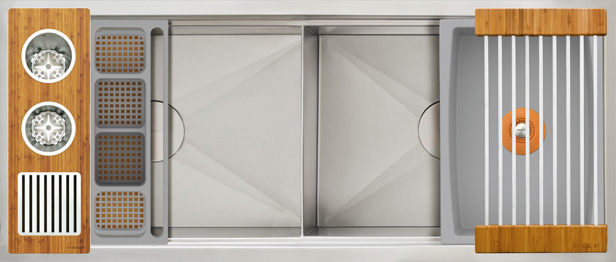 IDEAL DOUBLE BOWL WASHSTATION 4D WITH FOUR TOOL W