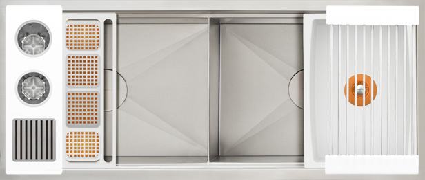 IDEAL DOUBLE BOWL WASHSTATION 4D WITH FOUR TOOL W